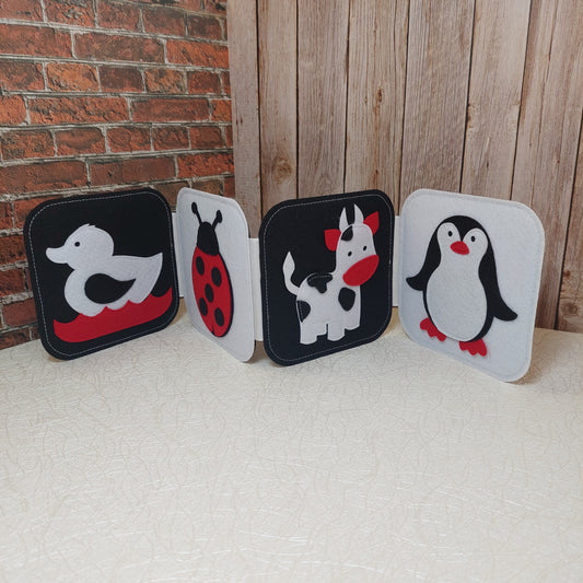 Kontrastné leporelo ZVIERATKÁ - Strih PDF, SVG s fotonávodom