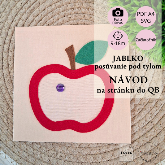 Jablko - posúvanie pod tylom (16x16) - Strih PDF, SVG s fotonávodom