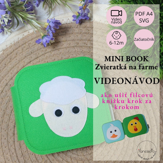 MINI BOOK Zvieratká na farme - strih PDF, SVG s videonávodom