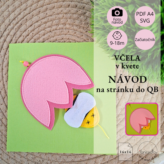 Včela v kvete (16x16) - Strih PDF, SVG s fotonávodom