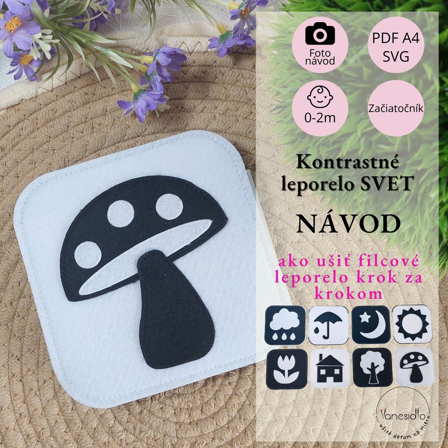 Kontrastné leporelo SVET - Strih PDF, SVG s fotonávodom